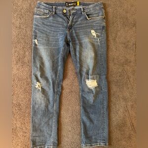 Raw X Distressed Blue Jeans for Men